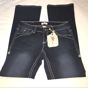 JAKE JEANS DARK WASH EMBROIDERED POCKETS SZ 7 NWT